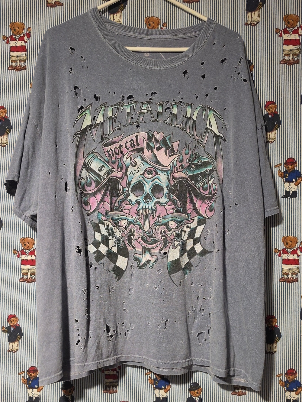 Metallica Faded Purple Distressed Nor Cal Skull Graphic Shirt Womens 2x